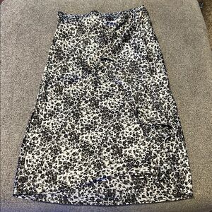 Chenault Leopard Print Satin Midi Skirt – Neutral Animal Print – Large
